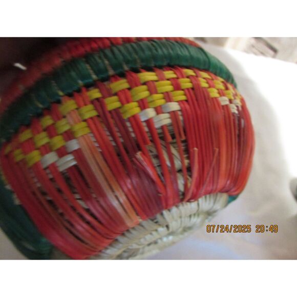 Woven wicker basket jar with lid multicolored art basket storage - Picture 6 of 10